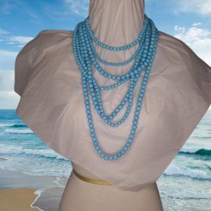 Seven Strand blue beads Statement Necklace